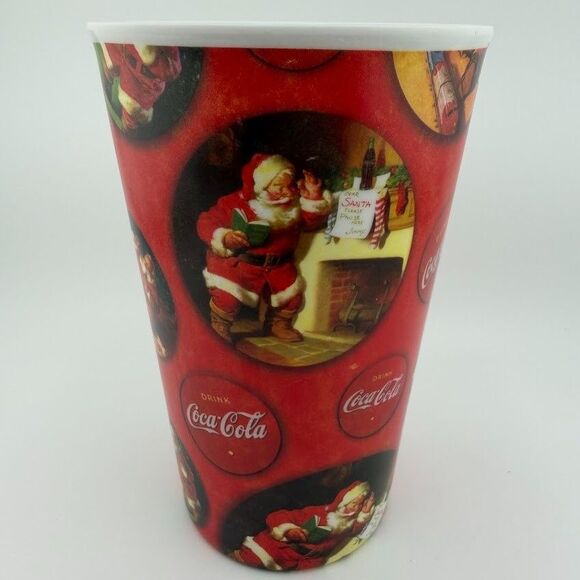 Vintage Gibson Coca-Cola Christmas Santa 5 Inch Melamine Cups, Set of 10 - Picture 6 of 12